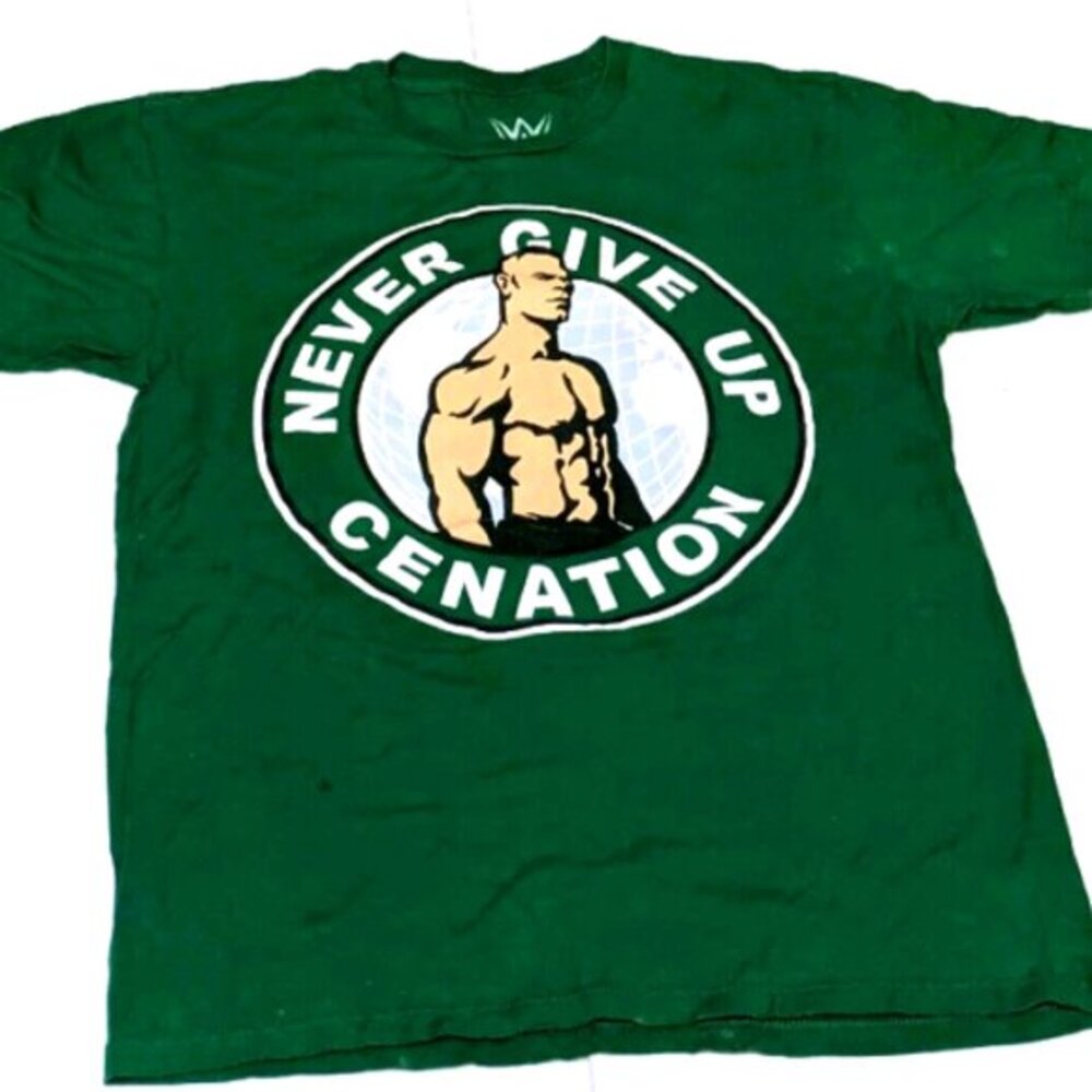 WWE John Cena NEVER GIVE UP Cenation 2017 Green T-shirt Size Medium